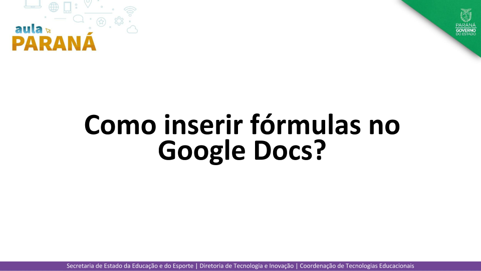 Como inserir fórmulas no Google Docs?