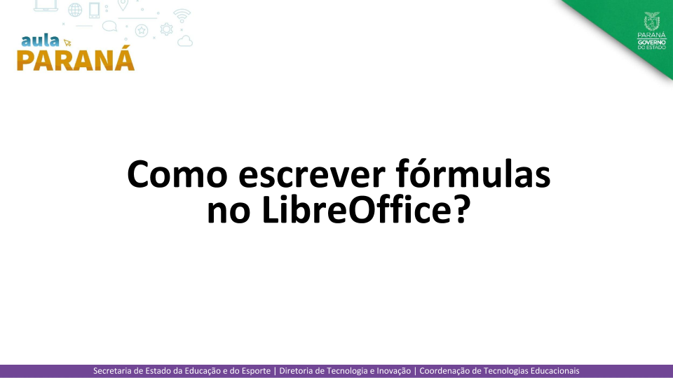Como escrever fórmulas no LibreOffice